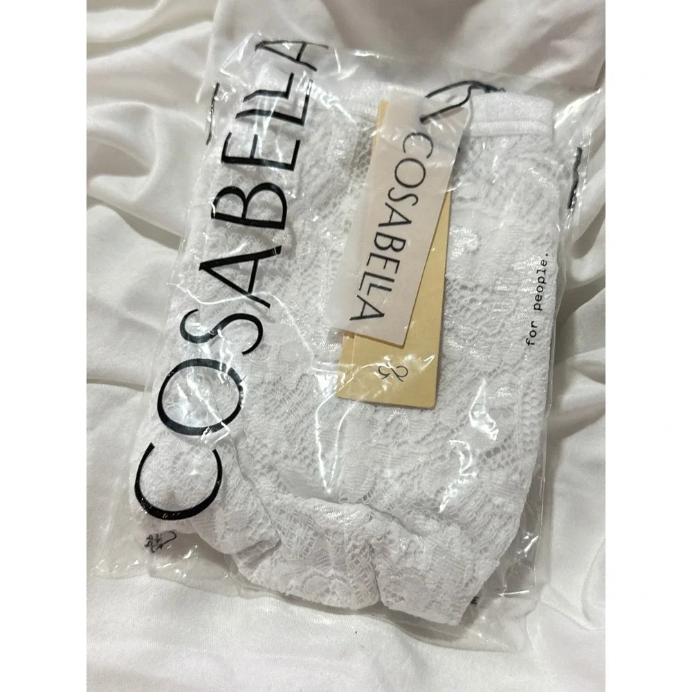 Cosabella White Strappy Italian Lace Thong Men's Floral Lace‎ Gold Hardware L